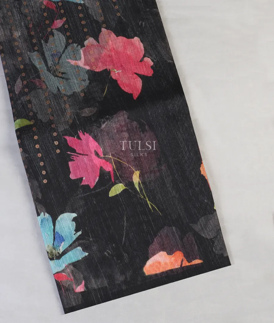 Black Tussar Organza Saree T530178-image