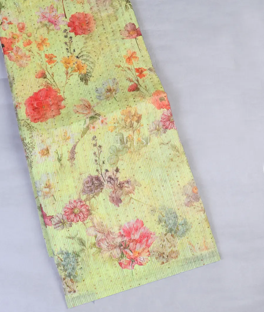 Yellowish Green Tussar Organza Saree T578615-image