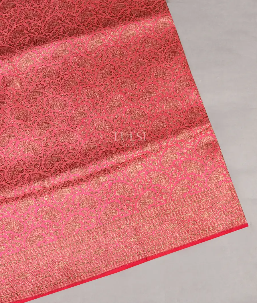 Coral Pink Banaras Silk Saree T579956-image