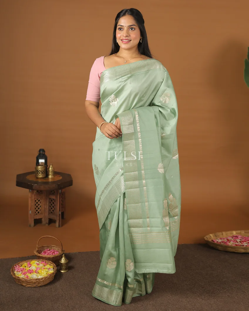 Green Chaniya Silk Saree T572186-image