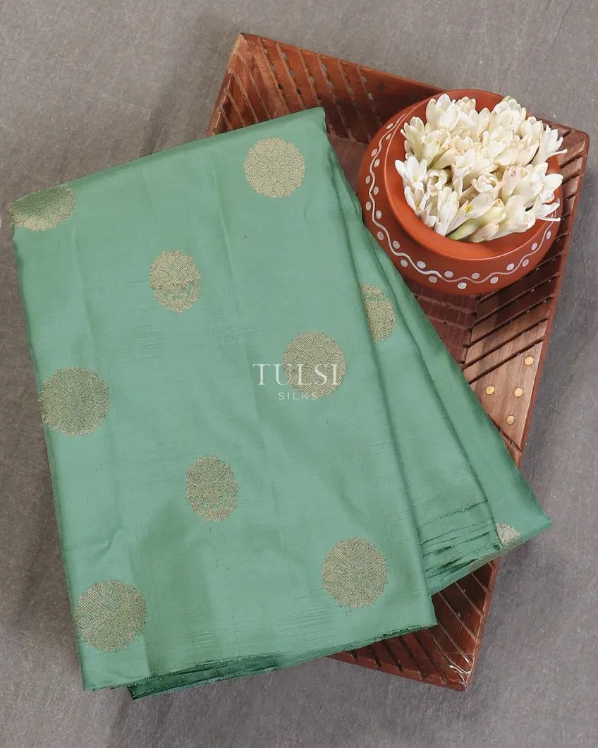Bluish Green Kanjivaram Silk Saree T578435-image