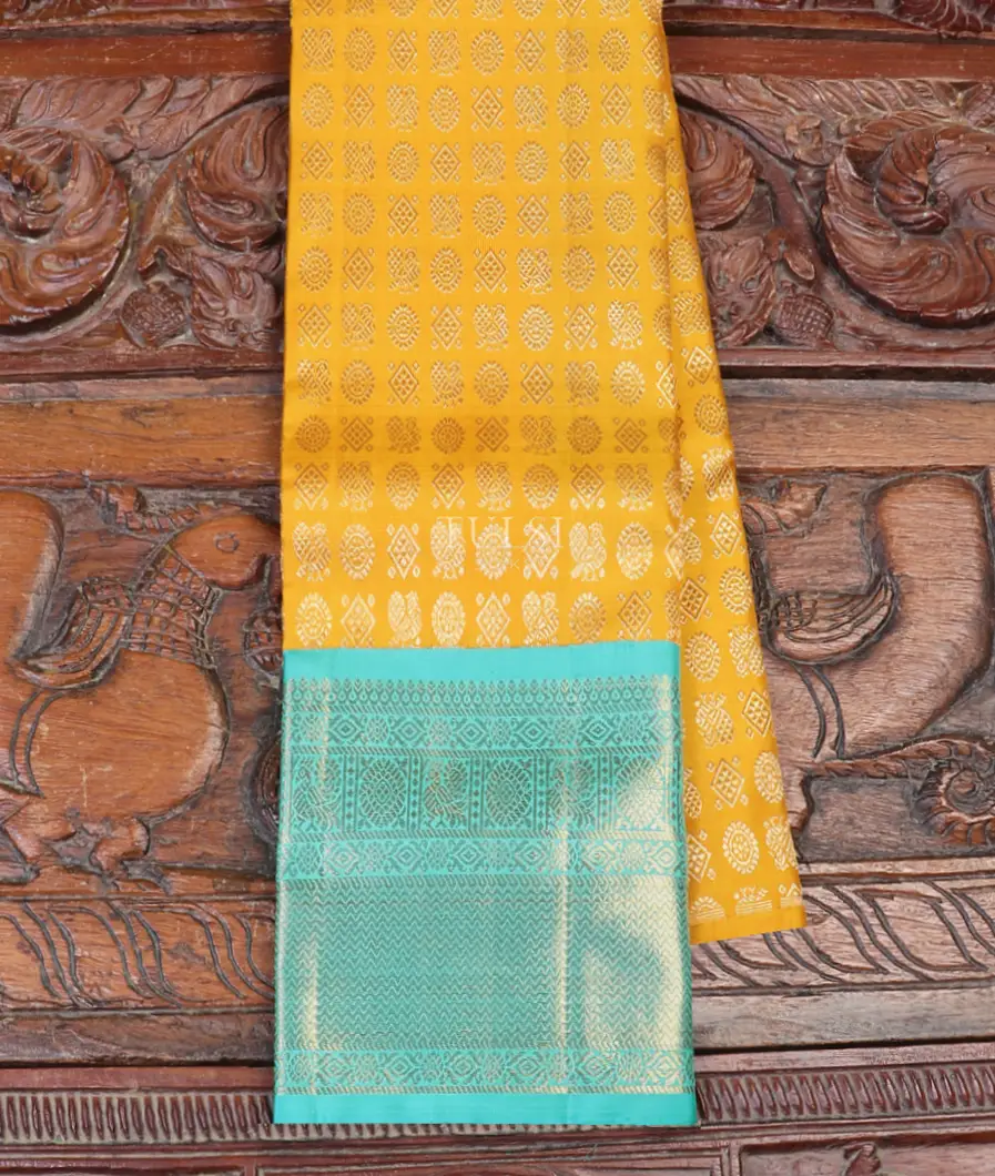 Yellow Kanjivaram Silk Kids Pavadai T547760-image