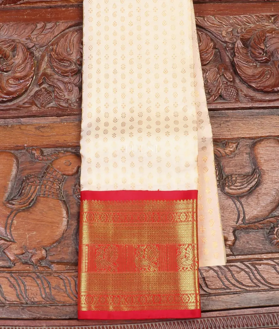 Off - White Kanjivaram Silk Kids Pavadai T563742-image