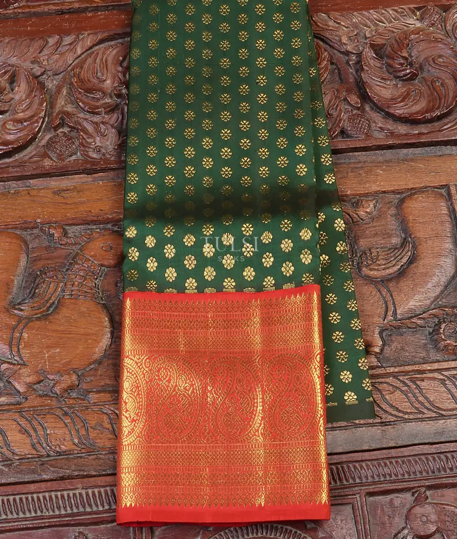 Green Kanjivaram Silk Kids Pavadai T581283-image