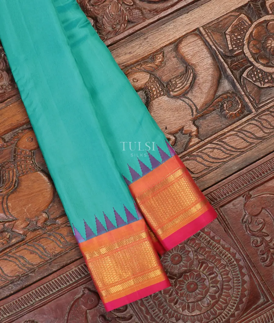 Blue Gadwal Silk Saree T546142-image