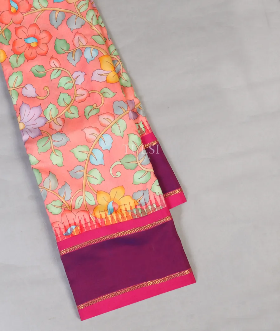 Peach Printed Soft Silk Saree T443573-image