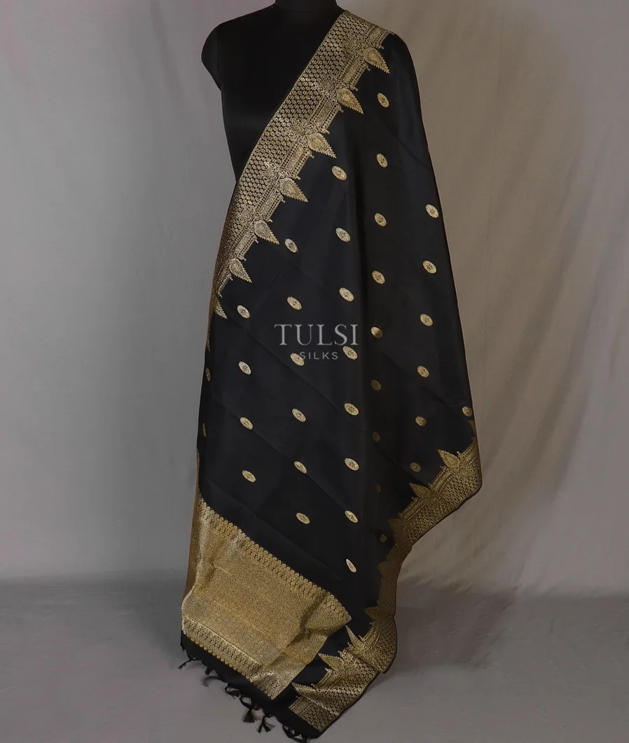 Black Kanjivaram Silk Dupatta T563624-image