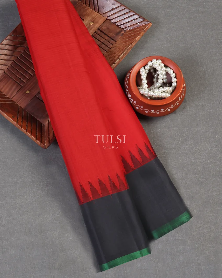 Red Gadwal Cotton Saree T577364-image