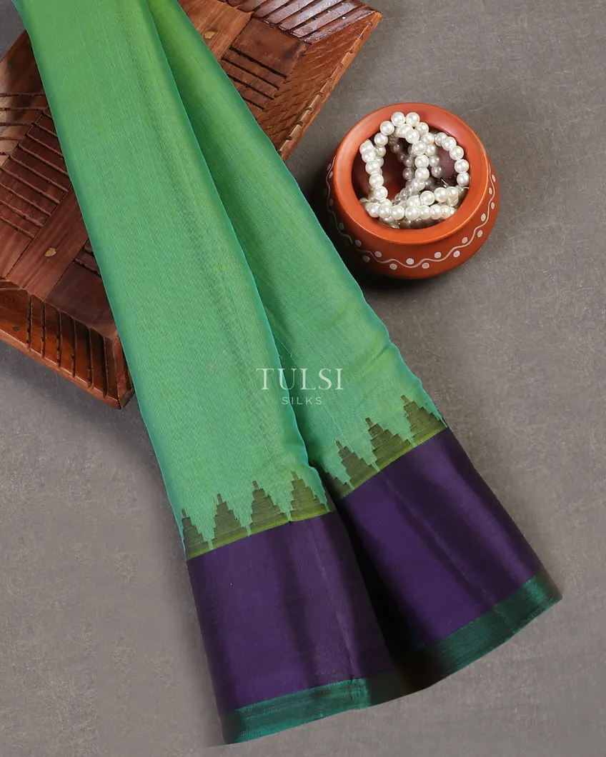 Green Gadwal Cotton Saree T577363-image