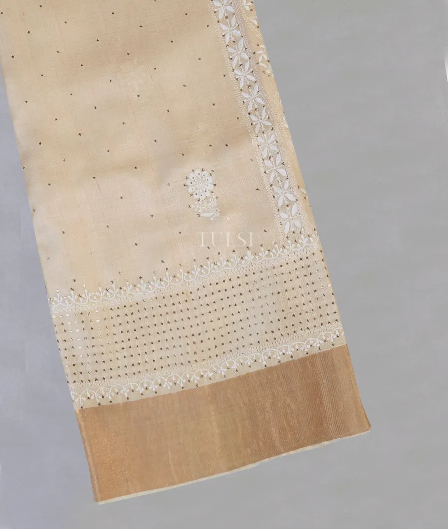 Beige Tussar Embroidery sareeT569308-image