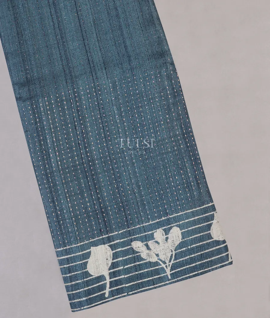 Blue Tussar Printed Saree T579311-image