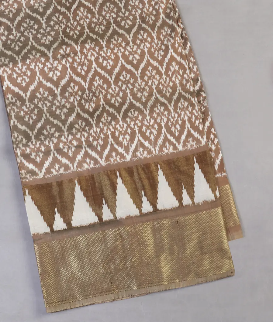 Light Brown Ikat Silk Saree T576927-image