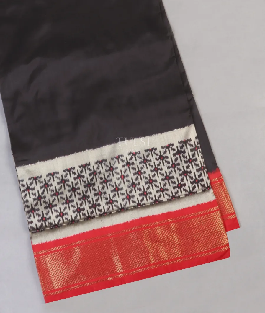 Black Ikat Silk Saree T534576-1-image