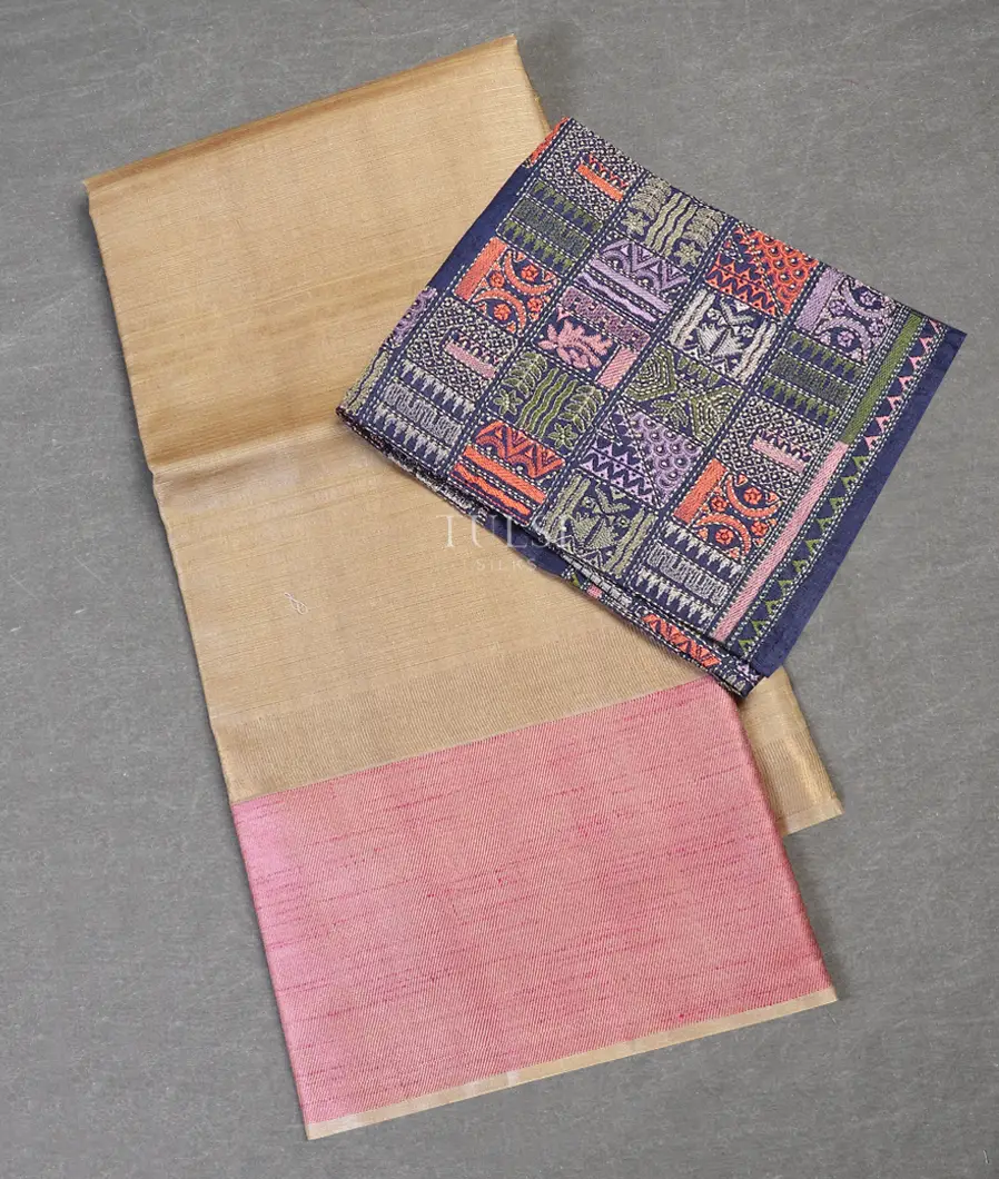 Beige Woven Tussar Saree T568317-image
