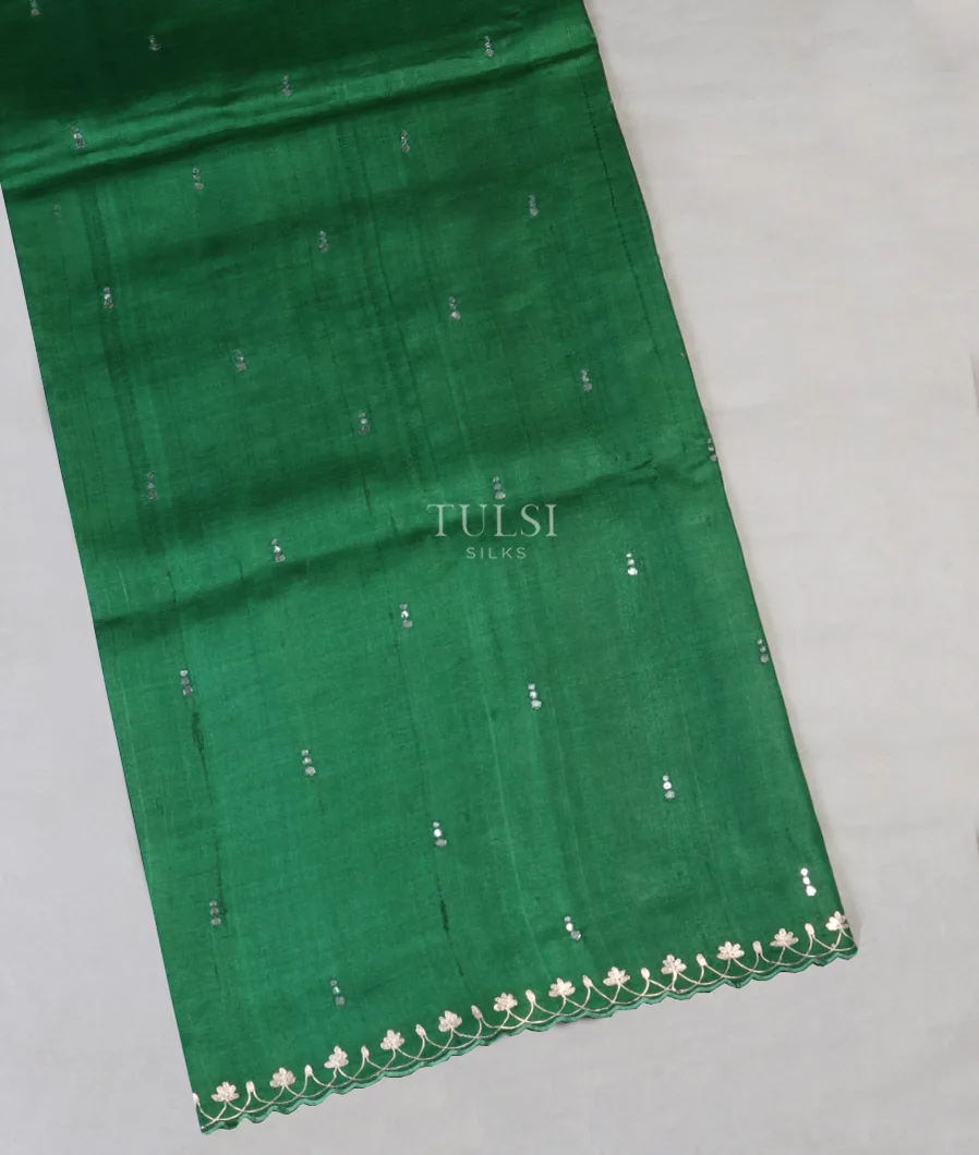 Green Tussar Embroidery Saree T567834-image