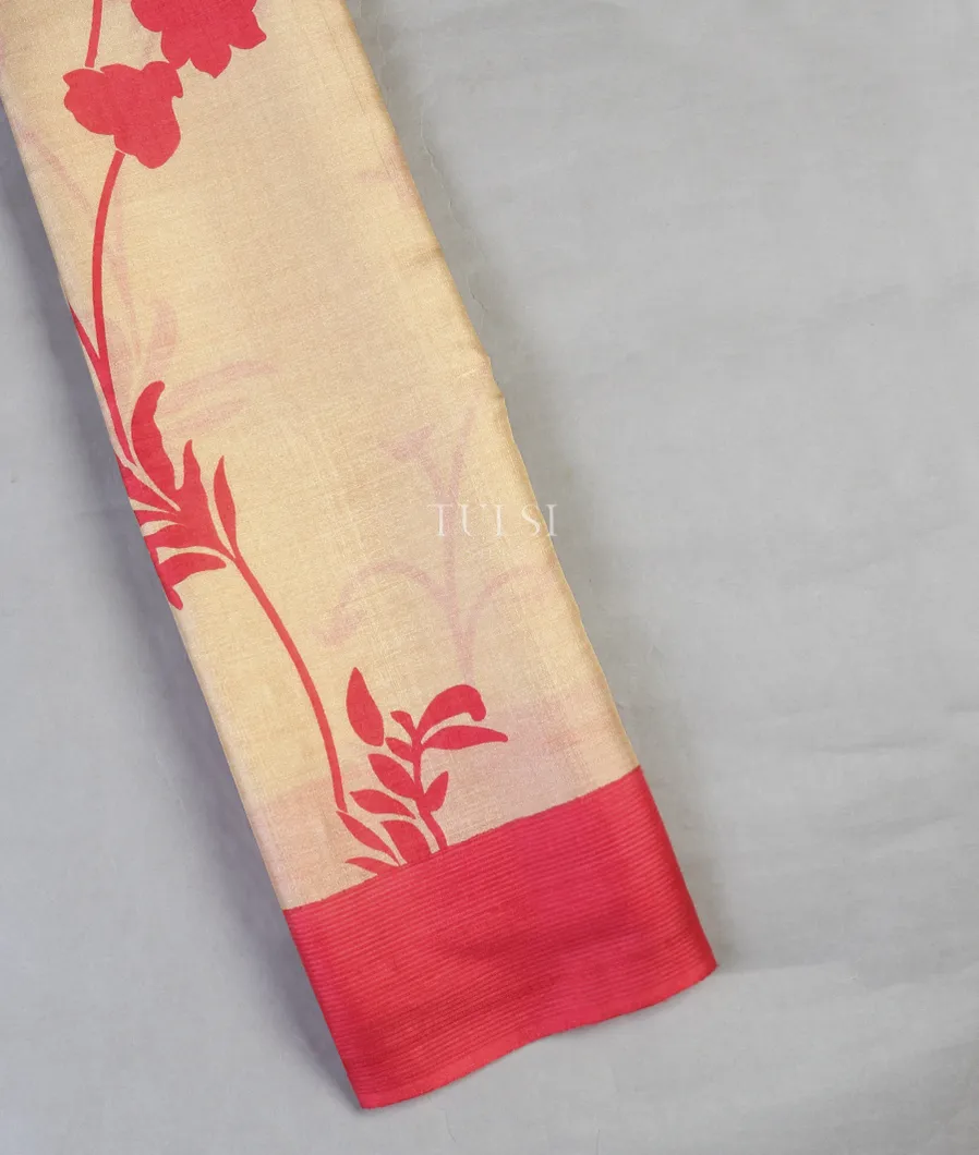Beige Tussar Printed Saree T582638-image