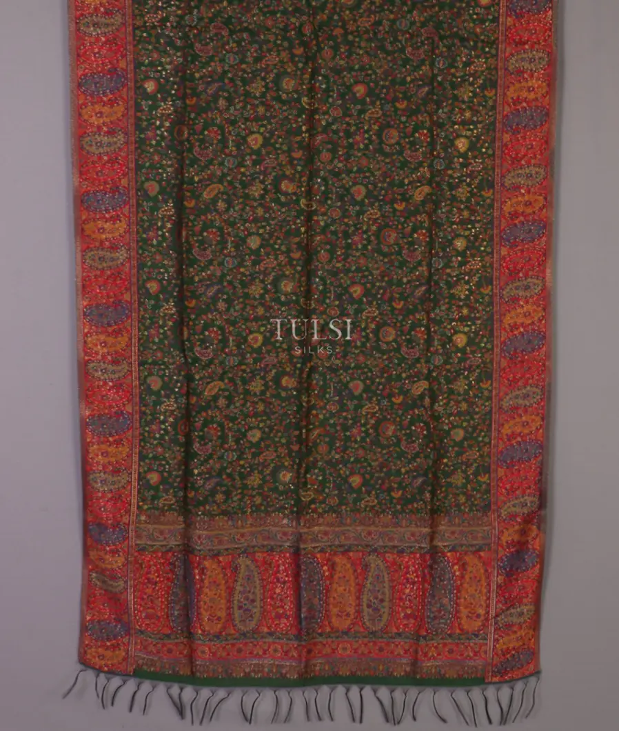 Green Kashmir Kani Silk Dupatta T581215-image