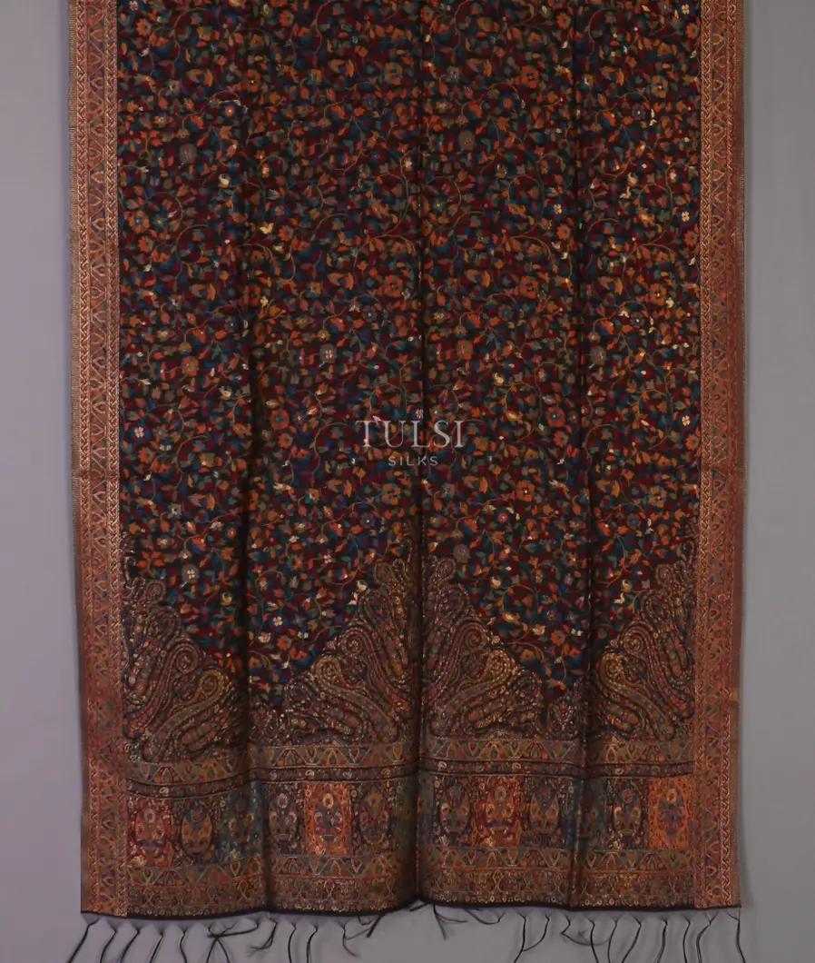 Black Kashmir Kani Silk Dupatta T581203-image