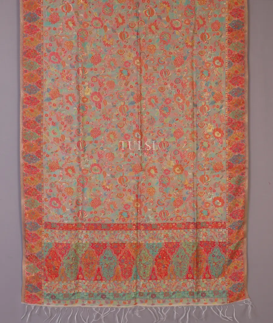 Beige Kashmir Kani Silk Dupatta T581223-image