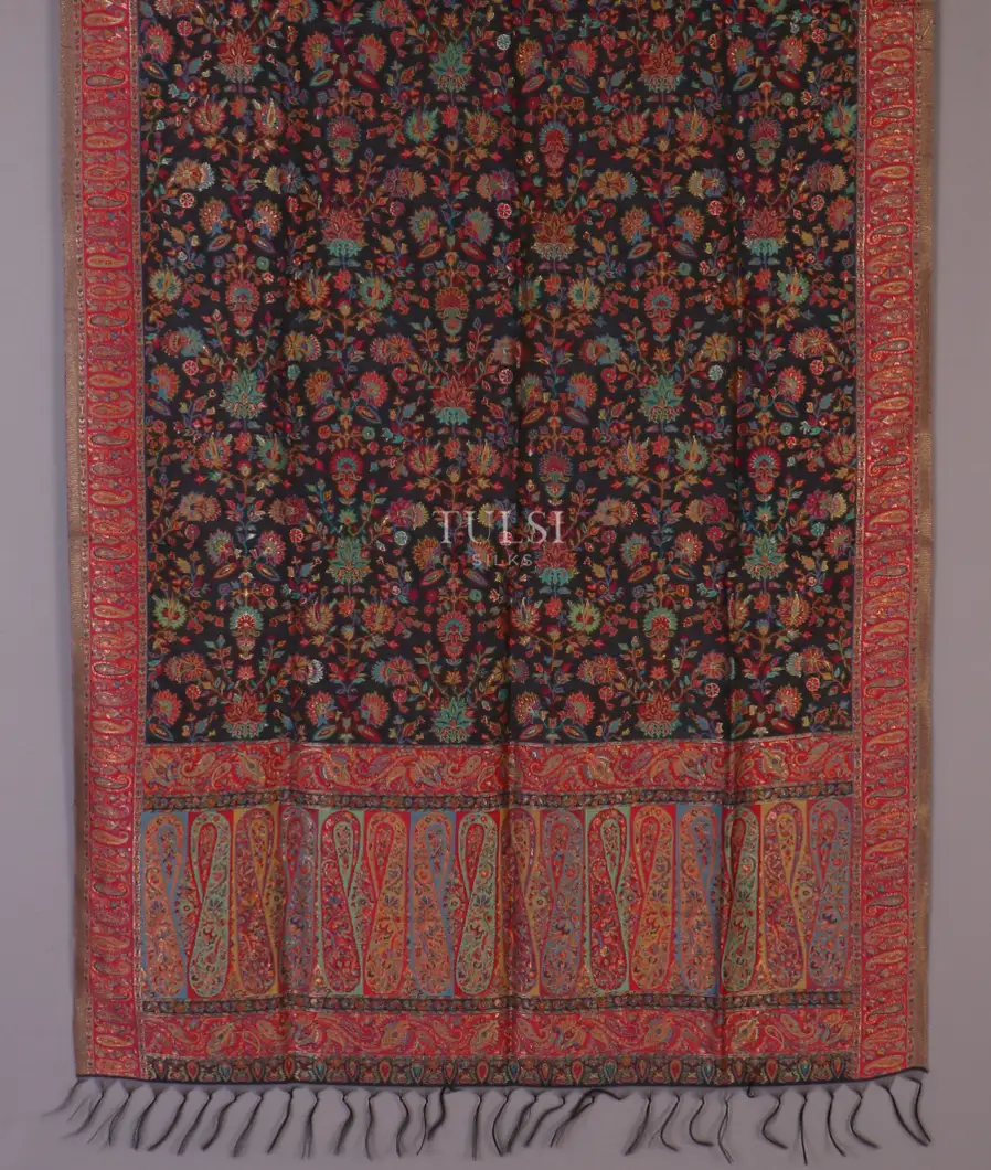 Black Kashmir Kani Silk Dupatta T581204-image