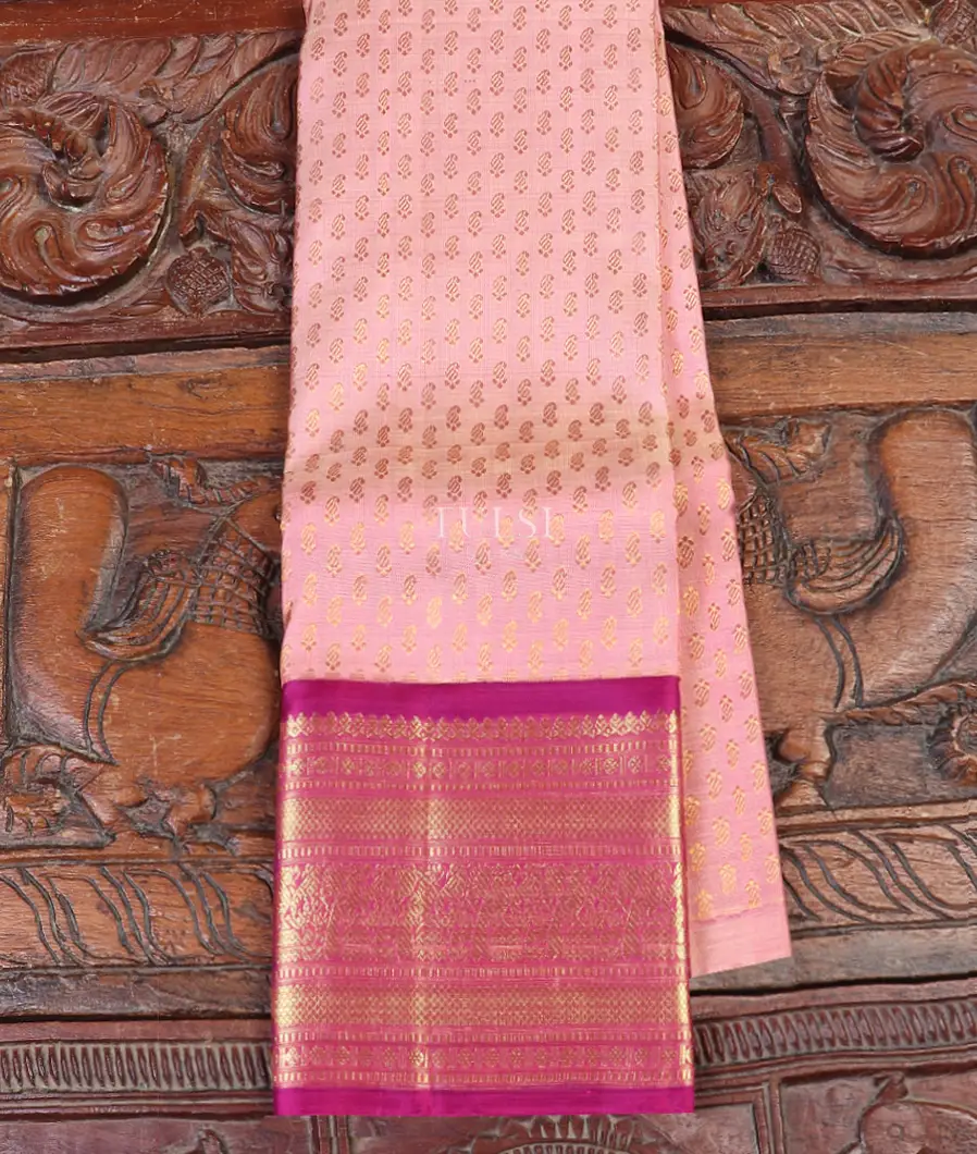 Pink Kanjivaram Silk Kids Pavadai T563697-image