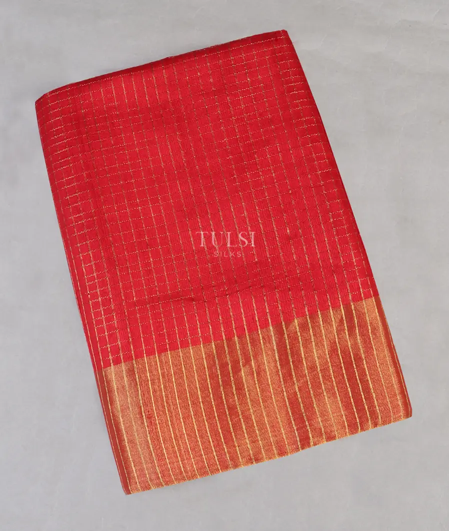 Red Woven Raw Silk Saree T563977-image