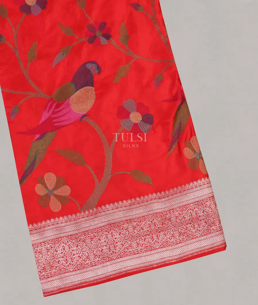 Red Semi Mashru Silk Saree T572123-image