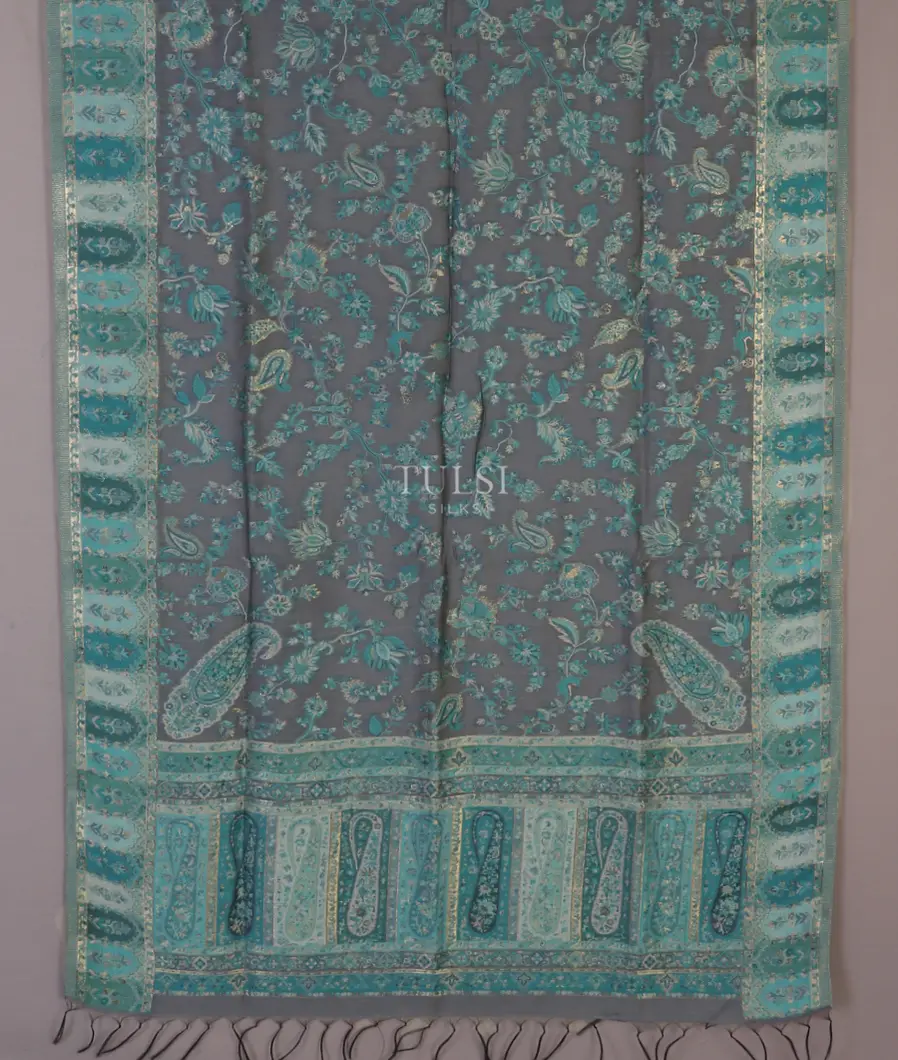 Grey Kashmir Kani Silk Dupatta T581208-image