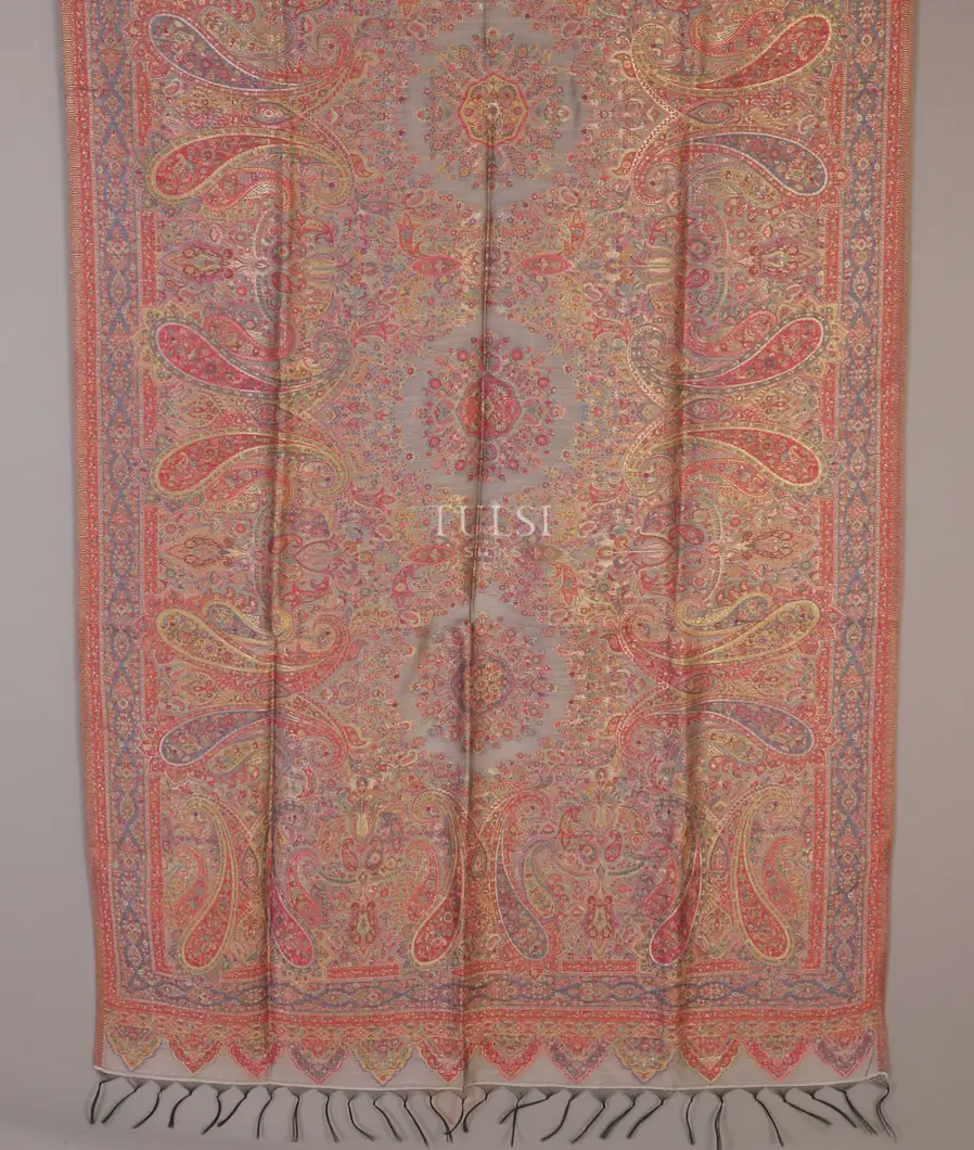 Grey Kashmir Kani Silk Dupatta T581219-image