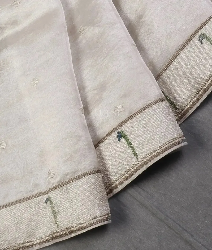 Silver Kora Tissue Organza Embroidery Saree T566653-image