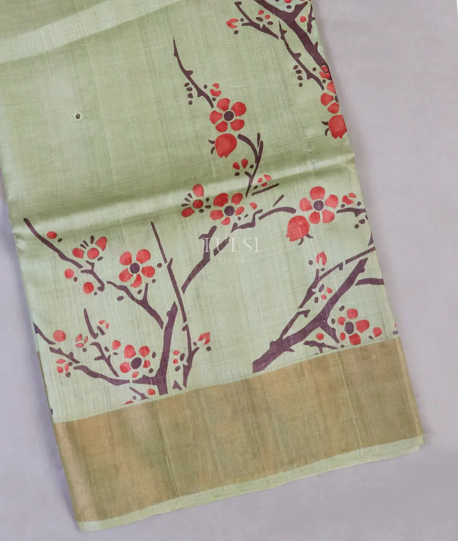 Light Green Tussar Printed Saree T582764-image