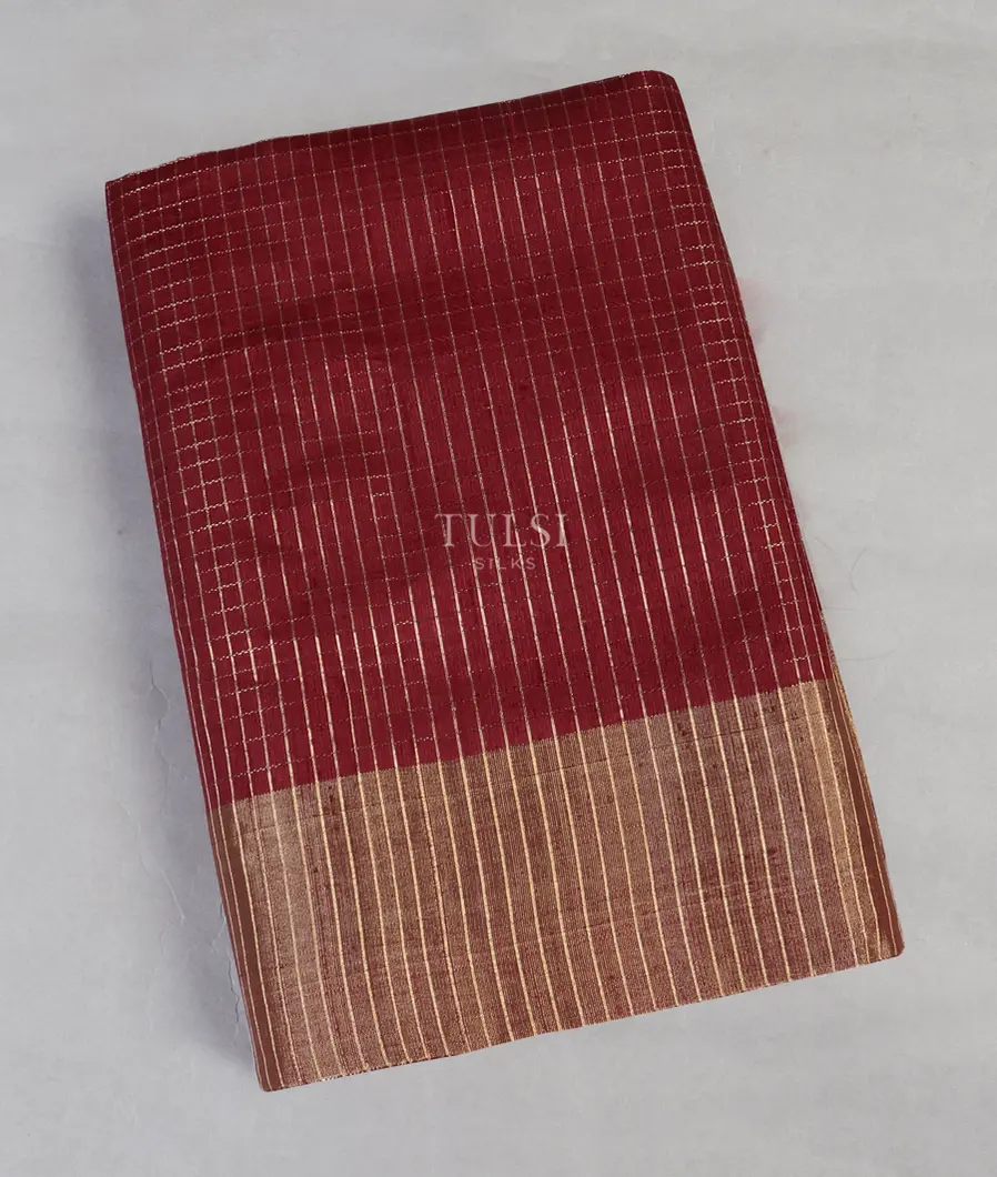 Maroon Woven Raw Silk Saree T575307-image