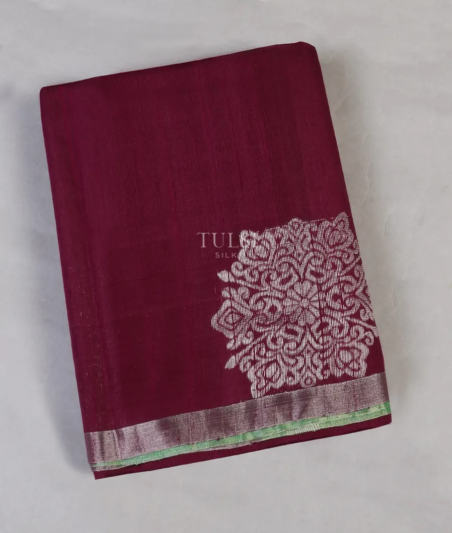 Burgundy Woven Raw Silk Saree T539520-image