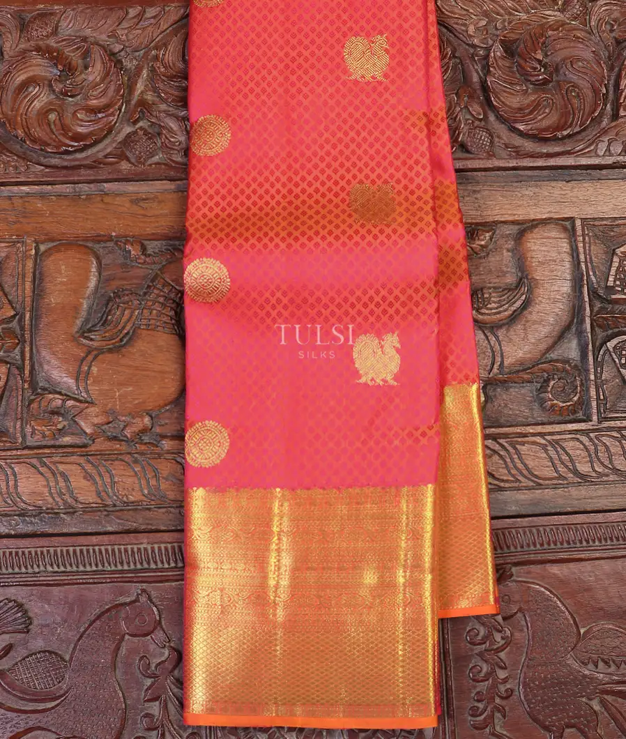 Pinkish Orange Kanjivaram Silk Saree T583167-image