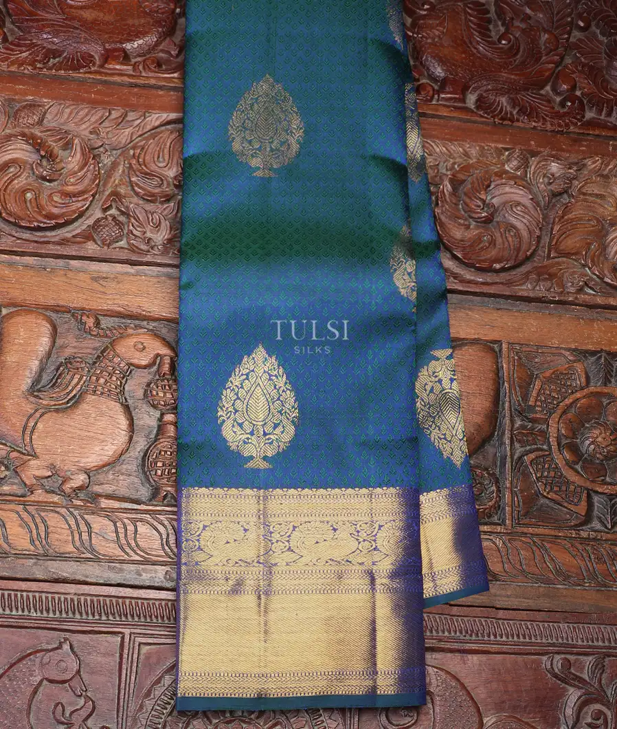 Peacock Blue Kanjivaram Silk Saree T583169-image