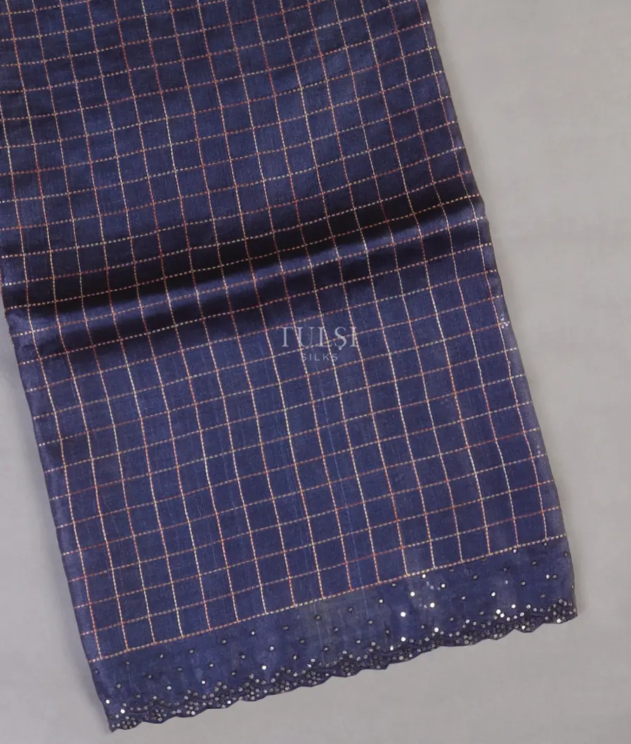 Blue Tussar Embroidery Saree T582469-image