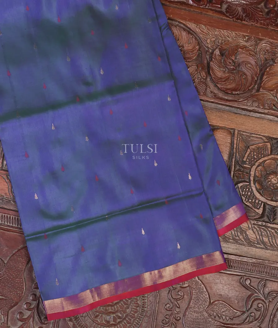 Peacock Blue Uppada Silk Saree T566398-image