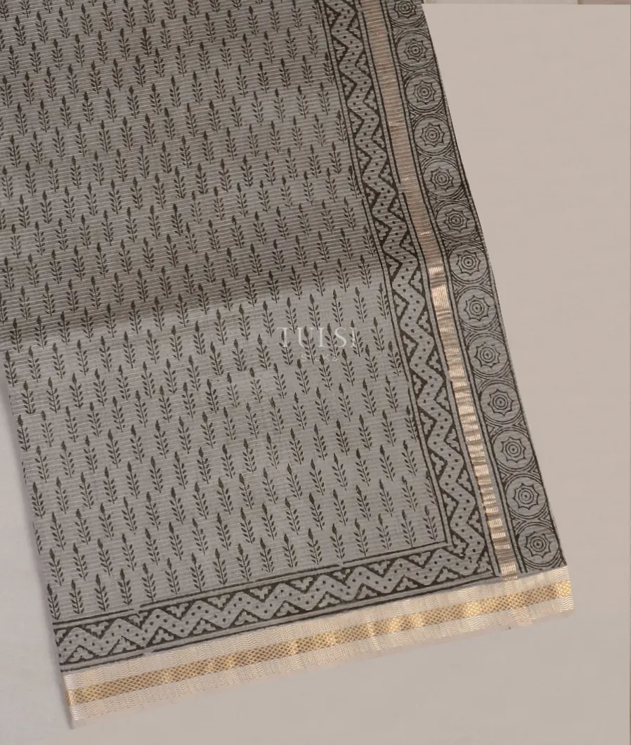 Grey Maheshwari Printed Cotton Saree T490847--1-image