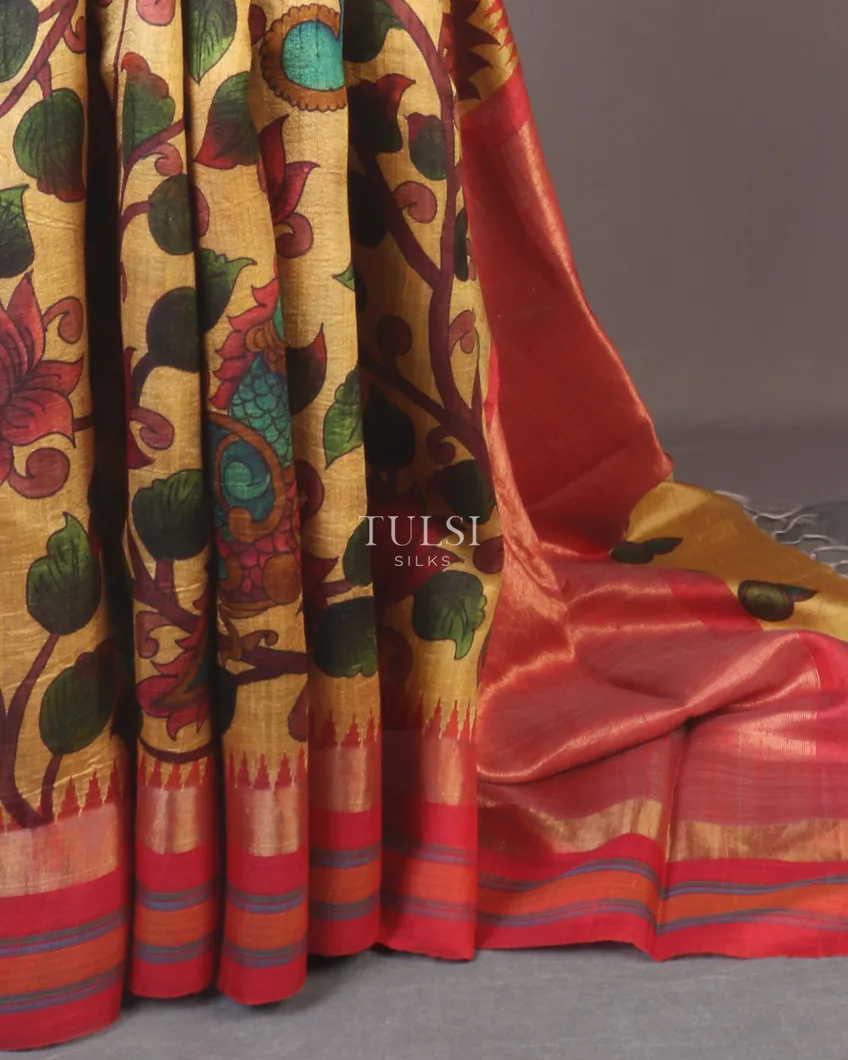 yellow-tussar-hand-printed-saree-t585022-t585022-d