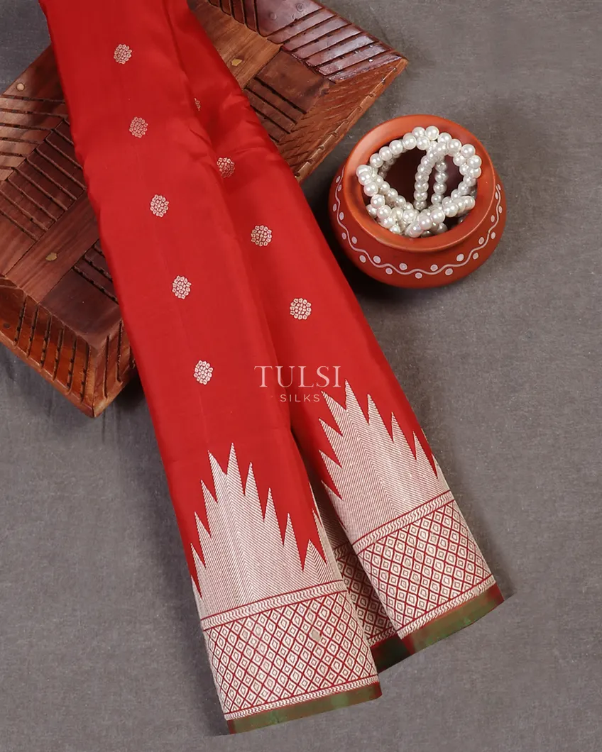 Red Gadwal Silk Saree T576191-image