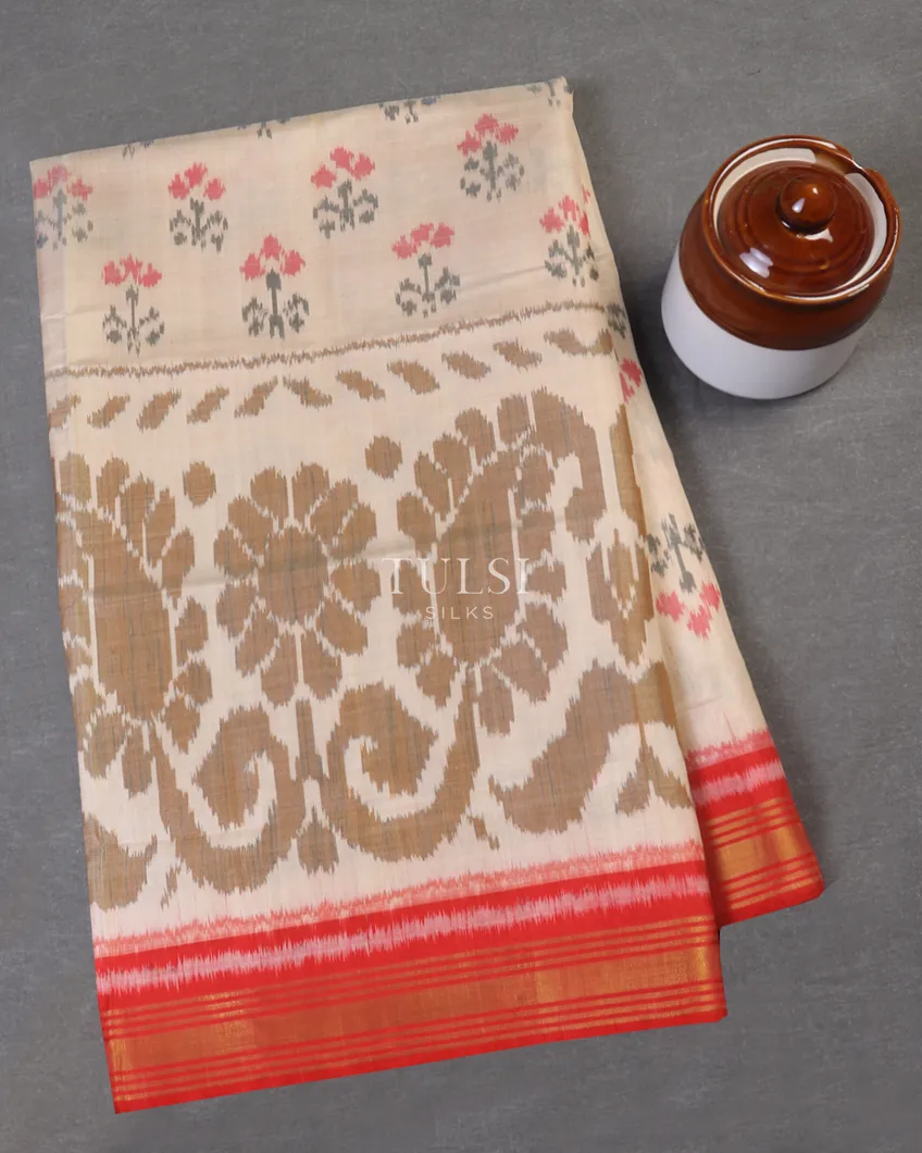 Beige Patola Silk Saree T571528-image