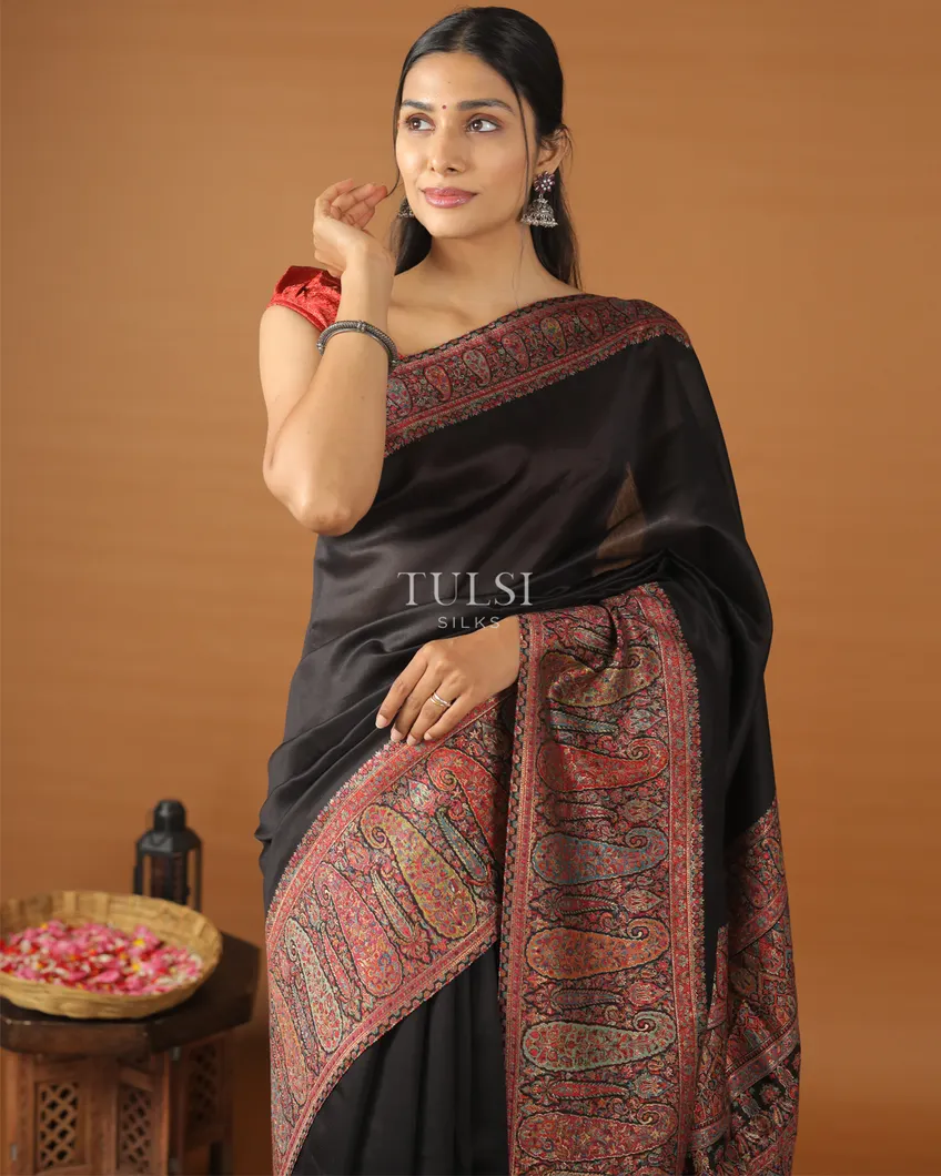 Black Kashmir Kani Silk Saree T542538-image