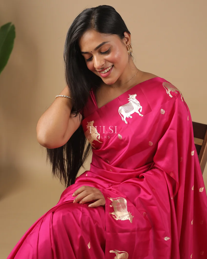 Rani Pink Banaras Silk Saree T574256-image