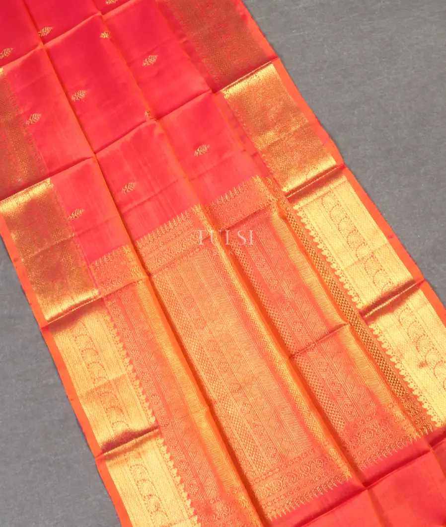 Orangish Pink Kanjivaram Silk Dupatta T504133-1-image