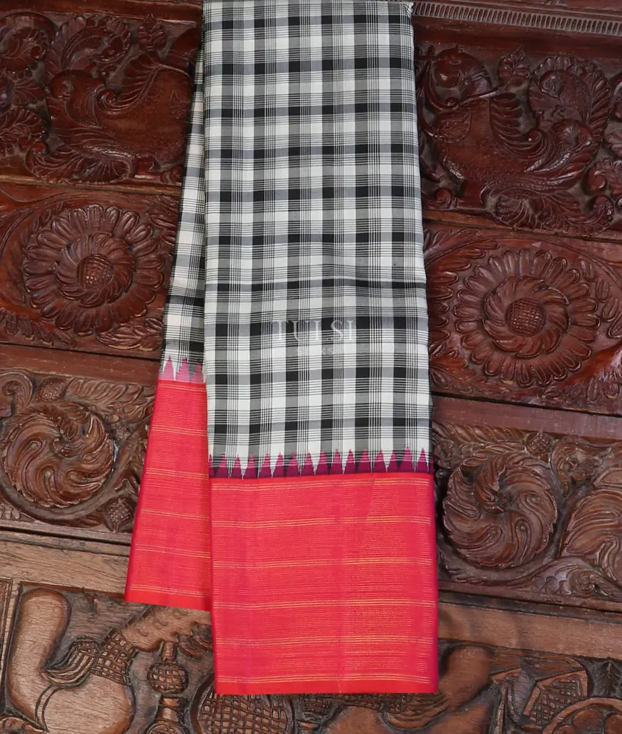 Black and White Kanjivaram Silk Saree T583230-image