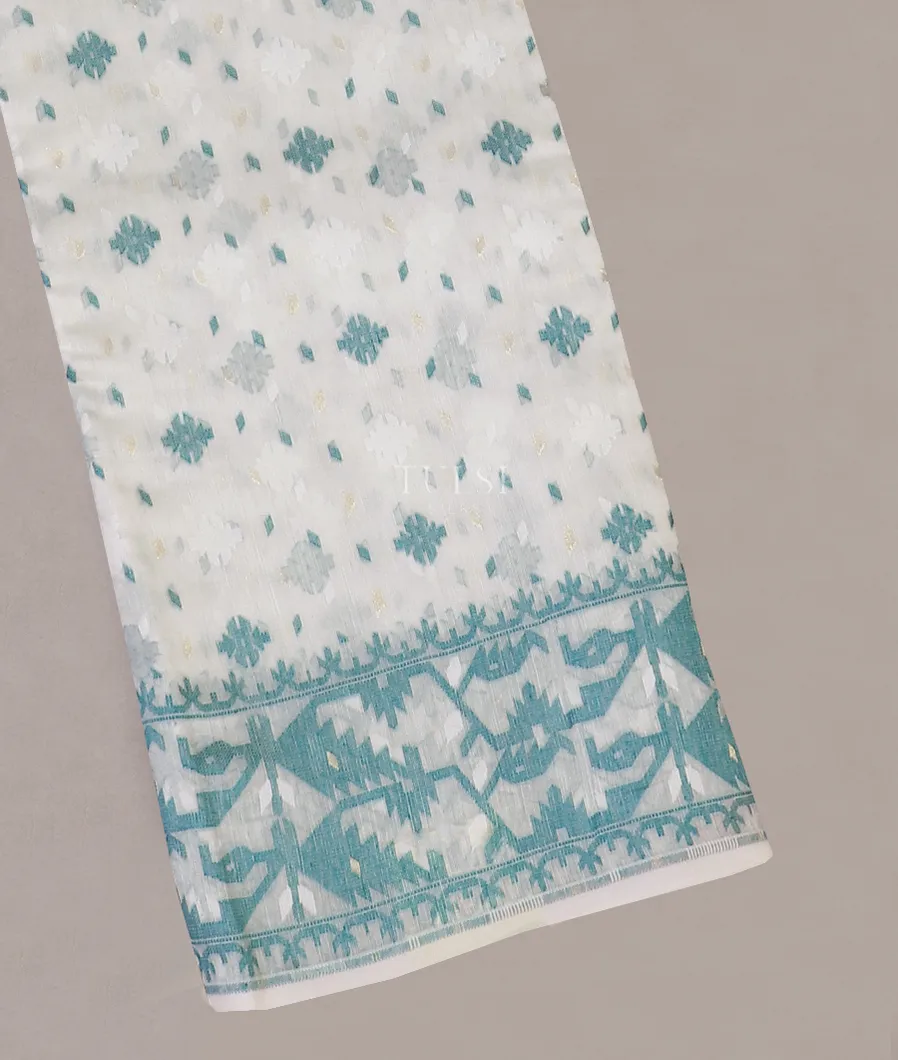 Off - White Dhakai Cotton Saree T543524-image