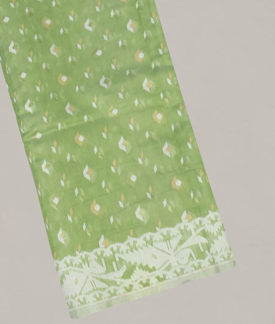 Green Dhakai Cotton Saree T543466-1-image