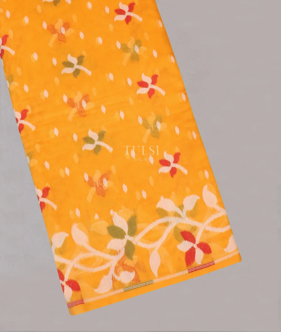 Yellow Dhakai Cotton Saree T543485-image