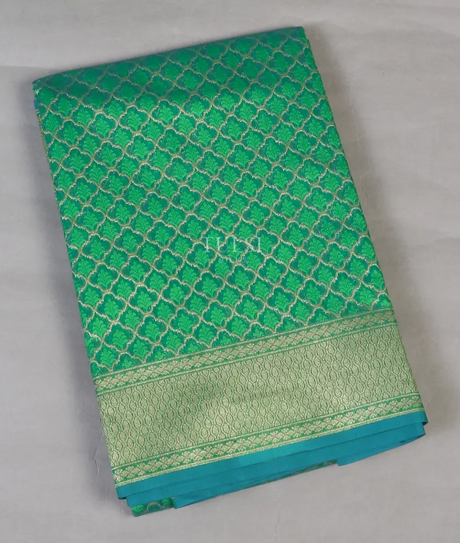 Green Banaras Cotton Saree T462164-image