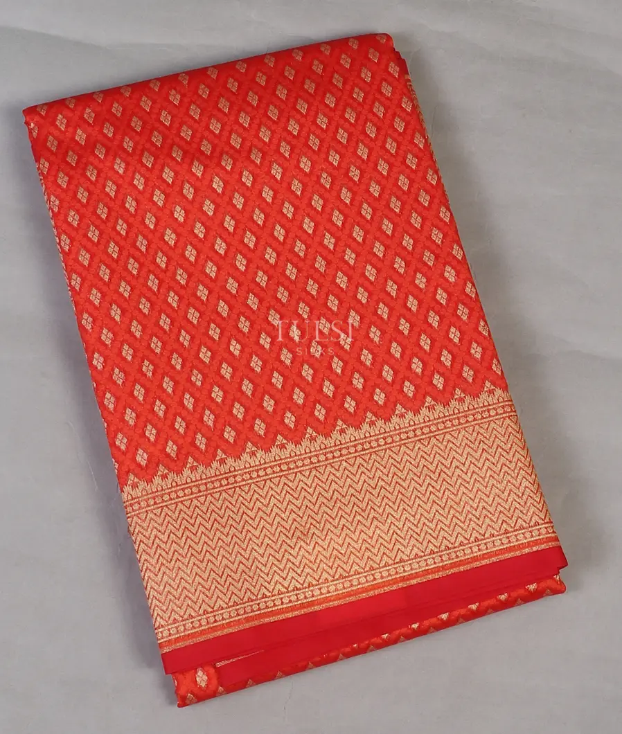 Red Banaras Cotton Saree T462196-image